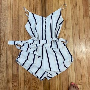 Lulus Blue, white, cream romper